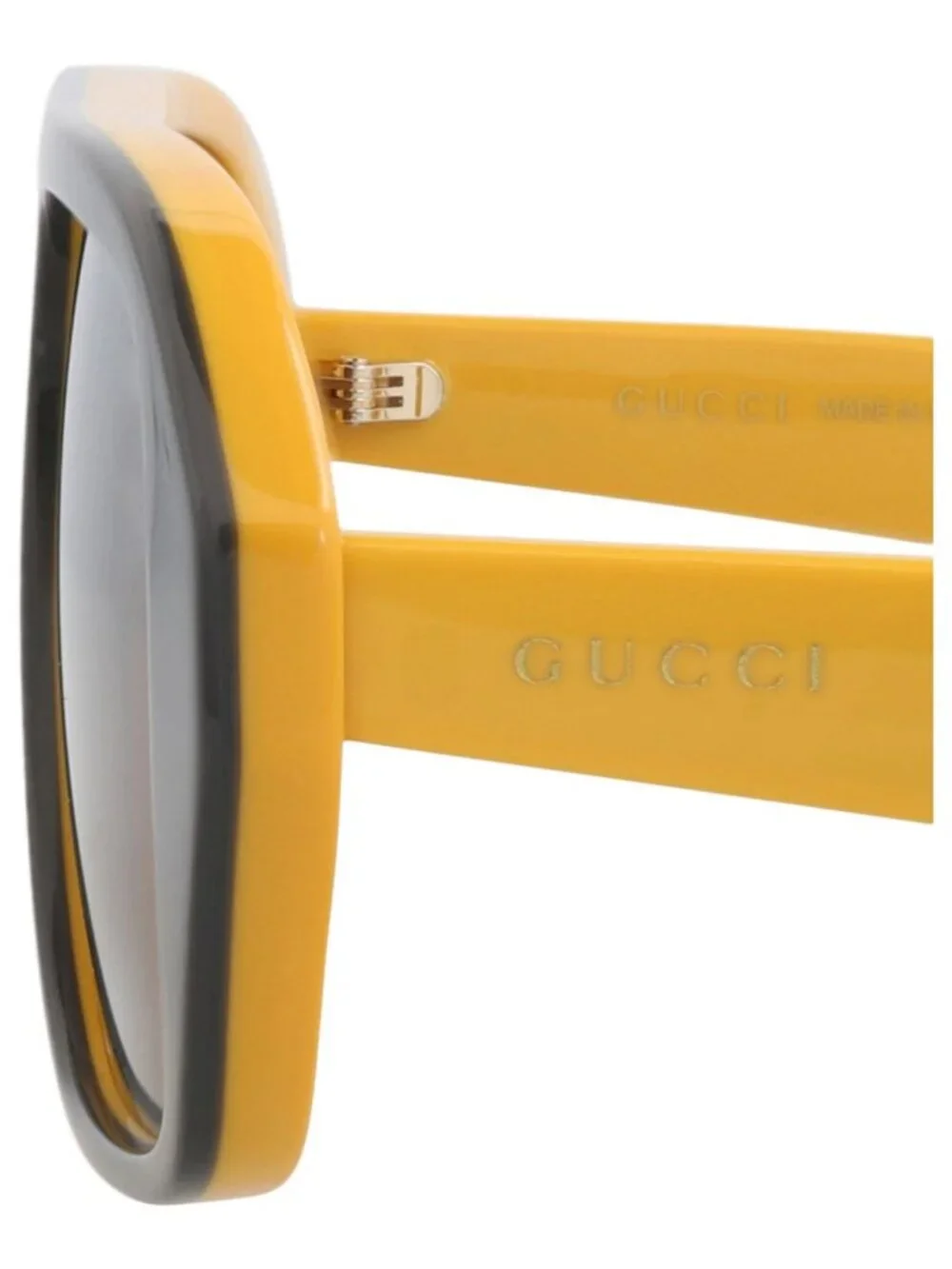 New Gucci Women's Sunglasses Aviator Recycled Acetate Frame Mens Grey Yellow